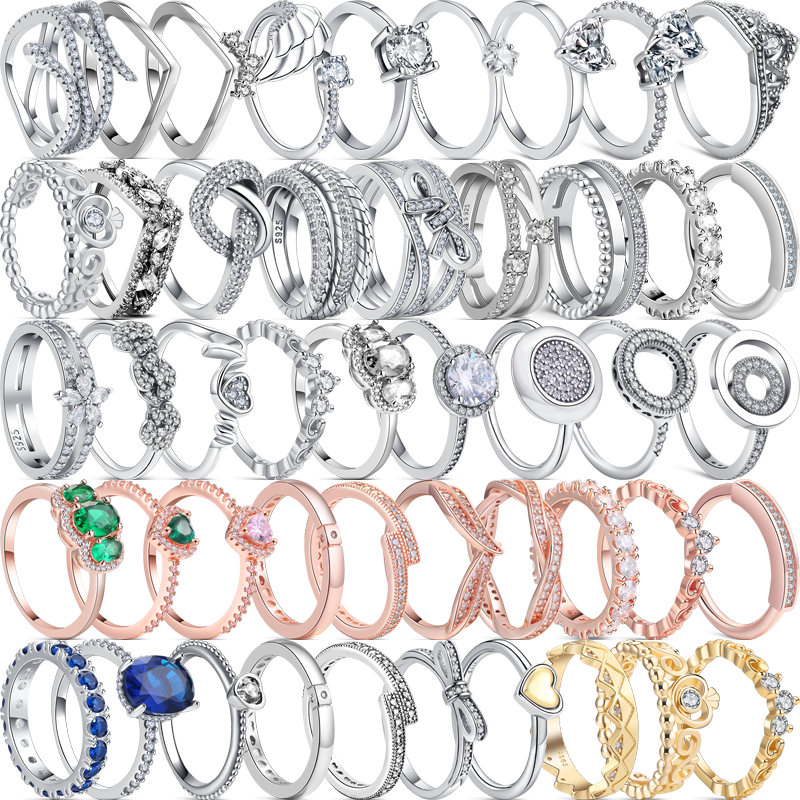 925 Silver Women Fit Pandora Ring Original Heart Crown Fashion Rings Butterfly Knot Crown Double Round Zircon Shiny 
925 Silver Women Fit Pandora Ring Original Heart Crown Fashion Rings Butterfly Knot Crown Double Round Zircon Shiny