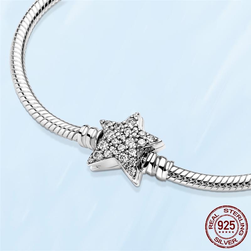 925 Silver Heart Buckle Snake Bone Chain Bracelet Suitable for The Original Love Charm Bracelet DIY Jewelry For women Gift Fine jewelry