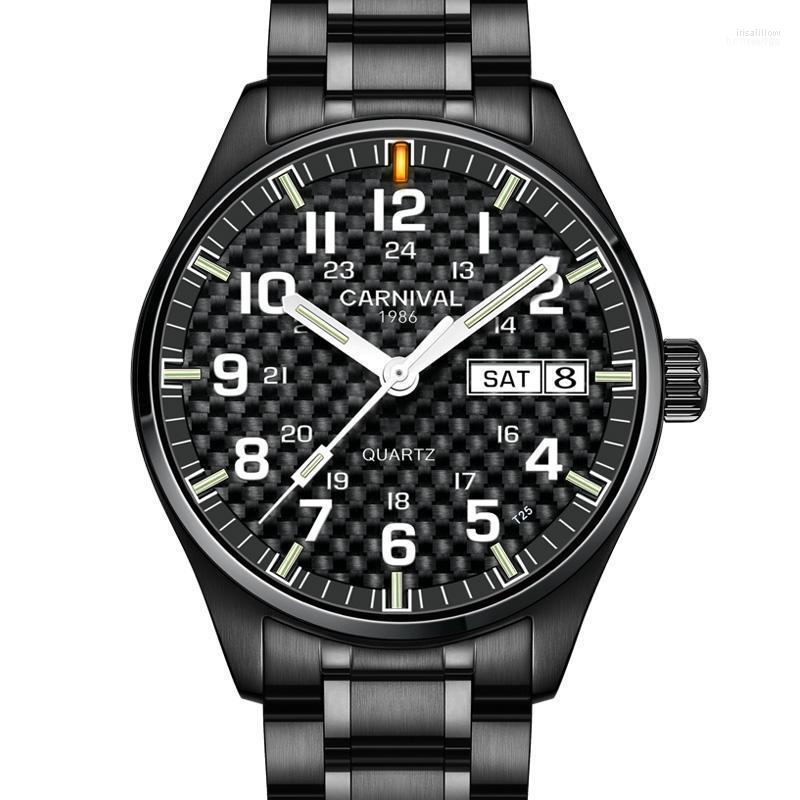 Wristwatches Carnival Top Quartz Watch Men T25 Tritium Luminous Mens Black Full Steel Waterproof Watches Relojes Iris22, Blue
Wristwatches Carnival Top Quartz Watch Men T25 Tritium Luminous Mens Black Full Steel Waterproof Watches Relojes Iris22, Blue