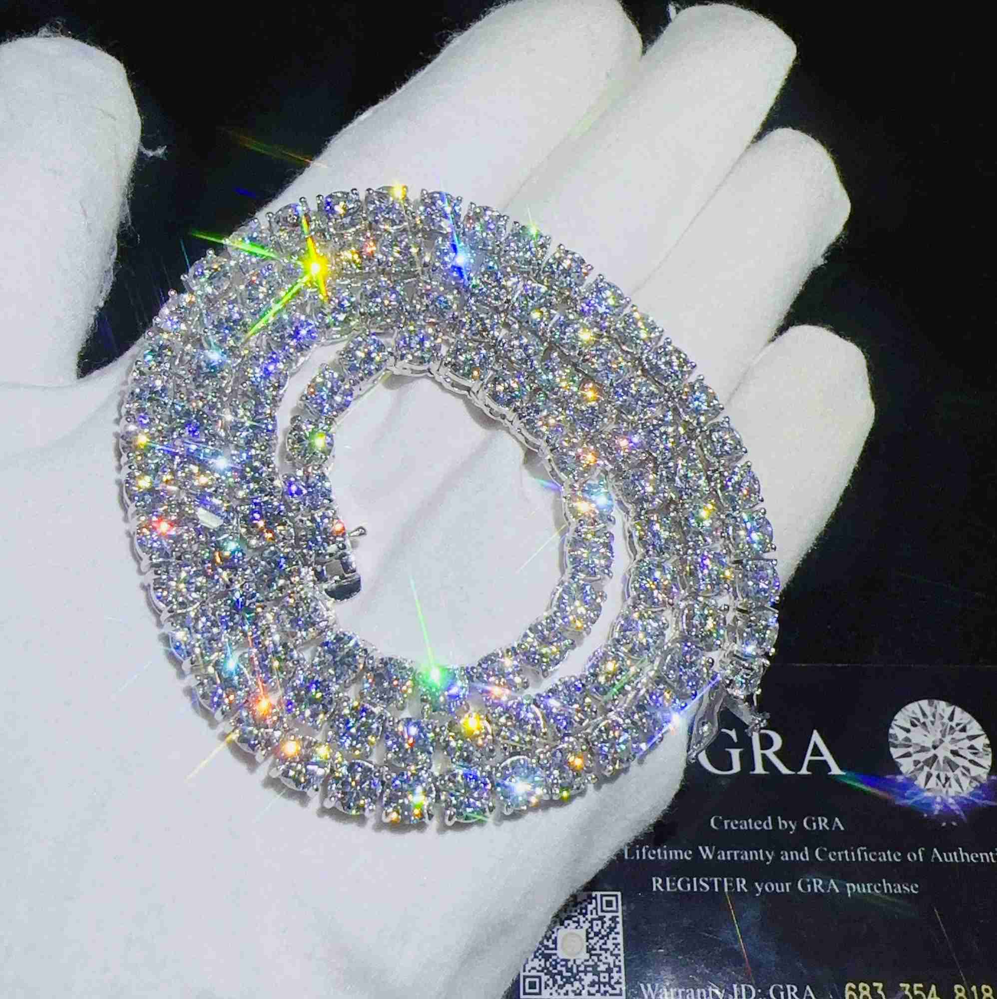 necklace moissanite chain Fashion Jewelry Hip Hop Pass Diamond Tester 5mm Vvs Iced Out Tennis Men Women