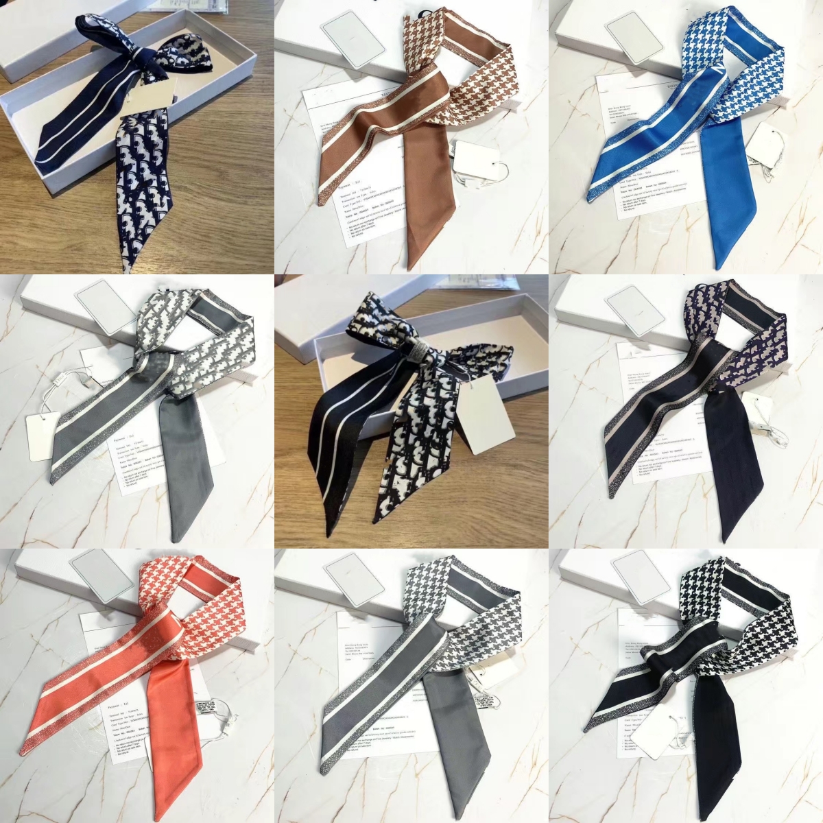 Designer Letters Print Floral Silk Scarf Headband for Women Fashion Scarves Shoulder Tote Luggage Ribbon Head Wraps Double ribbon Ladies gift small cm with box
Designer Letters Print Floral Silk Scarf Headband for Women Fashion Scarves Shoulder Tote Luggage Ribbon Head Wraps Double ribbon Ladies gift small cm with box