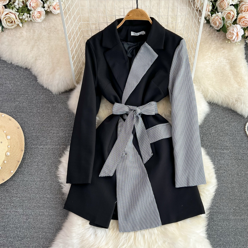 2023 Korea Femme Elegant Casual Dresses Vestidos Summer Vintage Patchwork Color Contrast Lace-Up Waist Long Sleeve Thin Suit Short Dress, Same as picture
2023 Korea Femme Elegant Casual Dresses Vestidos Summer Vintage Patchwork Color Contrast Lace-Up Waist Long Sleeve Thin Suit Short Dress, Same as picture