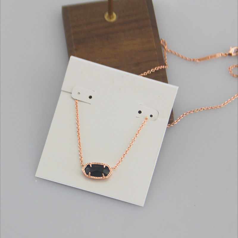 With free dust bag Black Color Pendant Necklaces Necklace Glass Stone Real 18K Gold Plated Dangles Glitter Jewelries Letter Gift Fashion