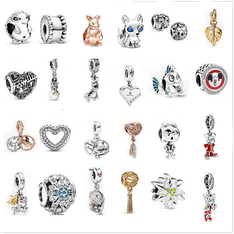 925 Fashionable Pandora Sterling Silver Charm Bead Heart DIY Dream Catcher Bead Bracelet Accessories