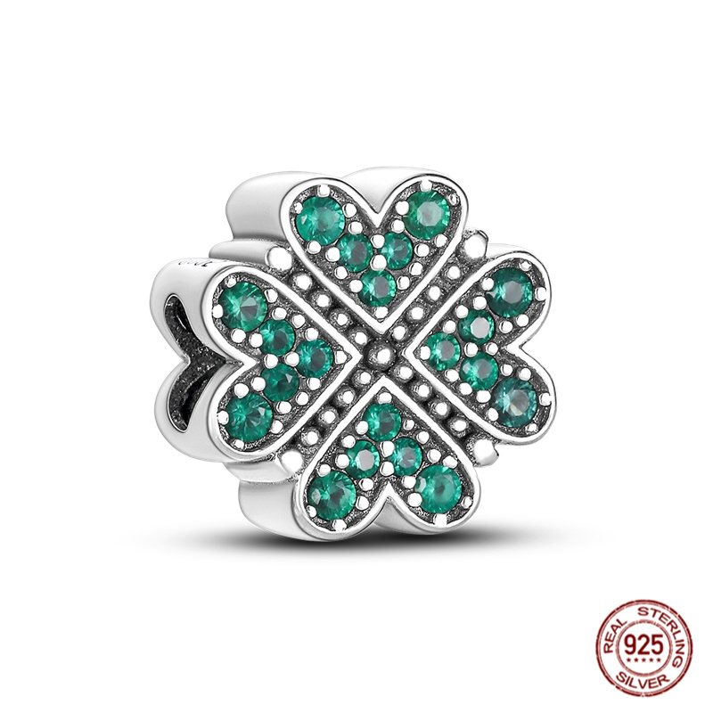 S925 925 Sterling Silver blue wisdom eye green three leaf gras charm suspension suitable for bracelet diy fashion jewelry