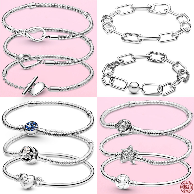 925 Silver Heart Buckle Snake Bone Chain Bracelet Suitable for The Original Love Charm Bracelet DIY Jewelry For women Gift Fine jewelry