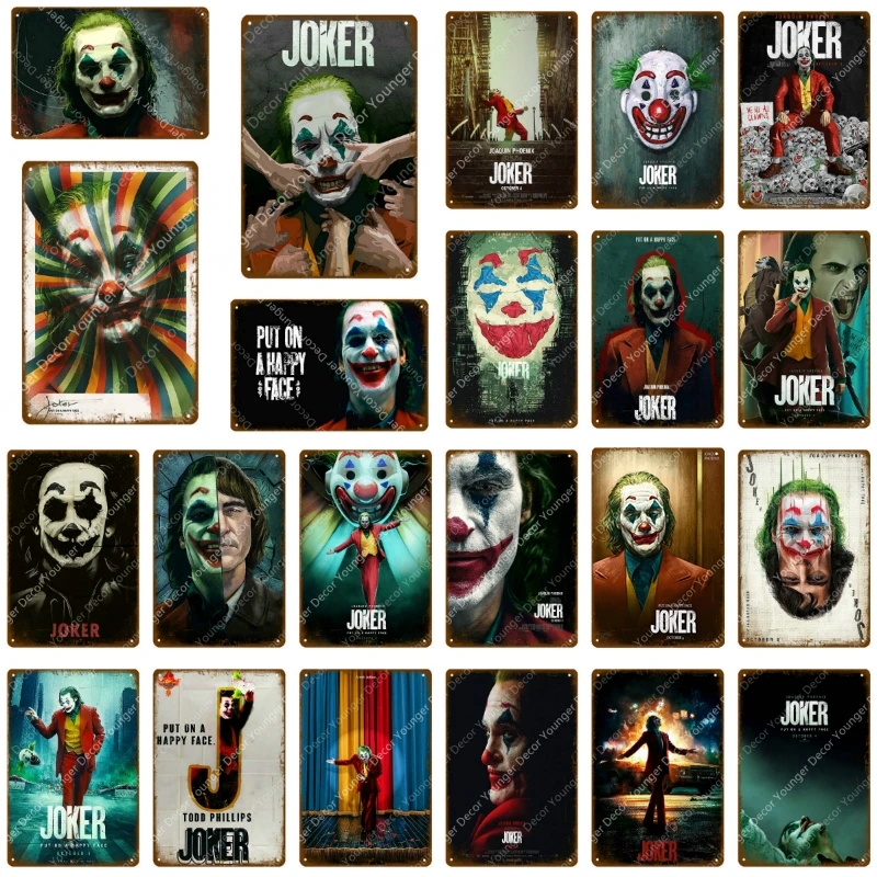 

Retro Classic Movie tin sign The Joker Metal Poster Put On A Happy Face Vintage Wall Sticker Bar Pub Cafe Home personalized Decor Painting tin Signs Size 30X20CM w02
