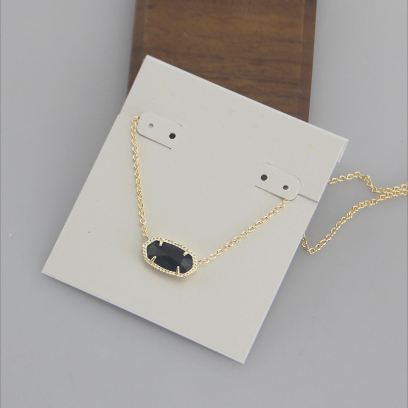 With free dust bag Black Color Pendant Necklaces Necklace Glass Stone Real 18K Gold Plated Dangles Glitter Jewelries Letter Gift Fashion