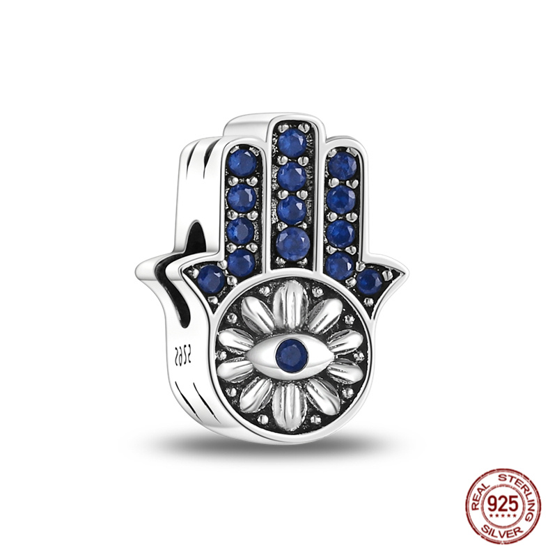 S925 925 Sterling Silver blue wisdom eye green three leaf gras charm suspension suitable for bracelet diy fashion jewelry