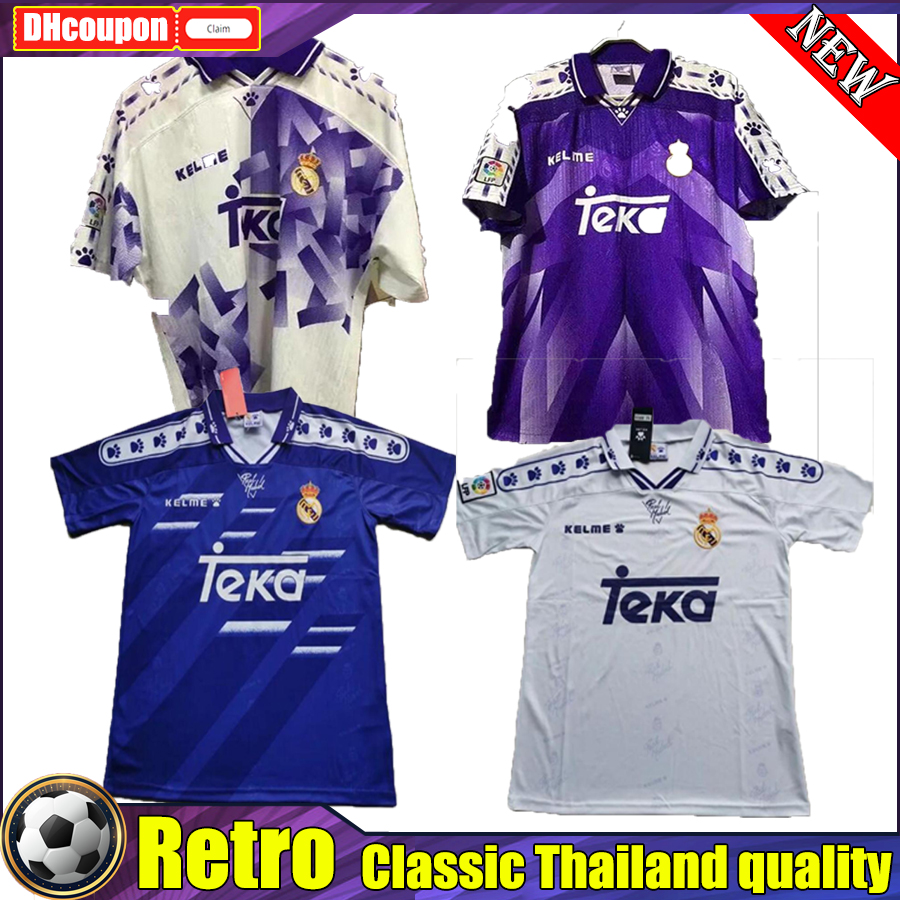 94 95 96 97 Retro Real Soccer Jerseys Redondo Madrid #7 Raul #9 Zamorano home white away blue football Shirts Vintage MAGLIA Camiseta de futbol, 02
94 95 96 97 Retro Real Soccer Jerseys Redondo Madrid #7 Raul #9 Zamorano home white away blue football Shirts Vintage MAGLIA Camiseta de futbol, 02
