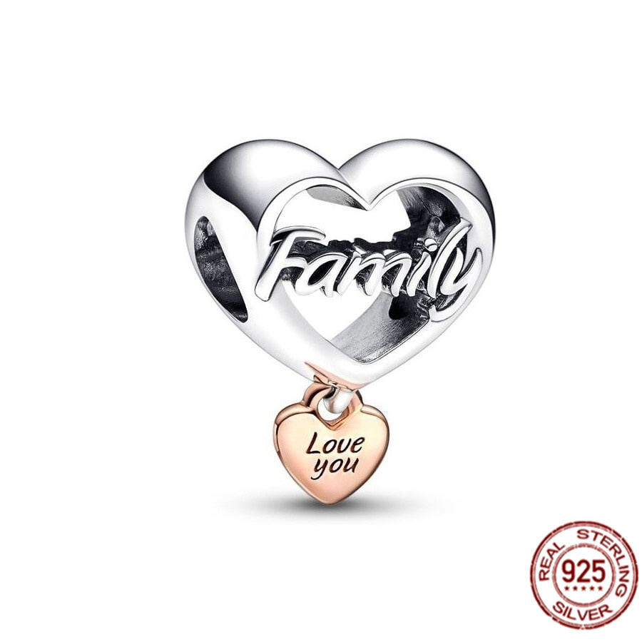 New Fashion 925 Sterling Silver Family Mother Daughter Sister Girlfriend Heartshaped Charm Beads S925 Snake Bracelet Jewelry