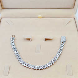 Ready to Ship 2023 Hip Hop Bling Jewelry 8mm Vvs Moissanite Iced Out Cuban Link Bracelet Chain