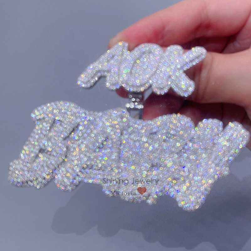 925 Sterling Silver Lab Diamonds Moissanite Custom Made Initial Letter Name Pendant Necklace