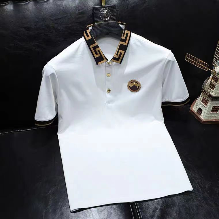 2023 Men's and women's designer polo shirt double letter watercolor print casual high-quality fashion men's wild top blue coffee m-4xl