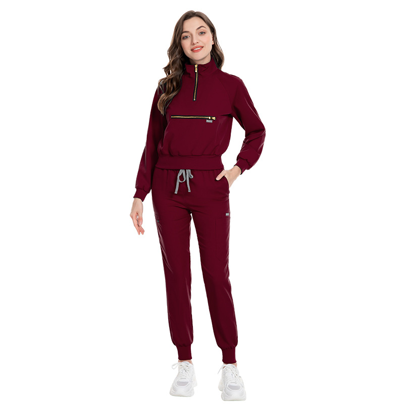 eithexu womens two piece pants and tops factory nurse long sleeve scrub stretch suit sets scrub jacket for women
