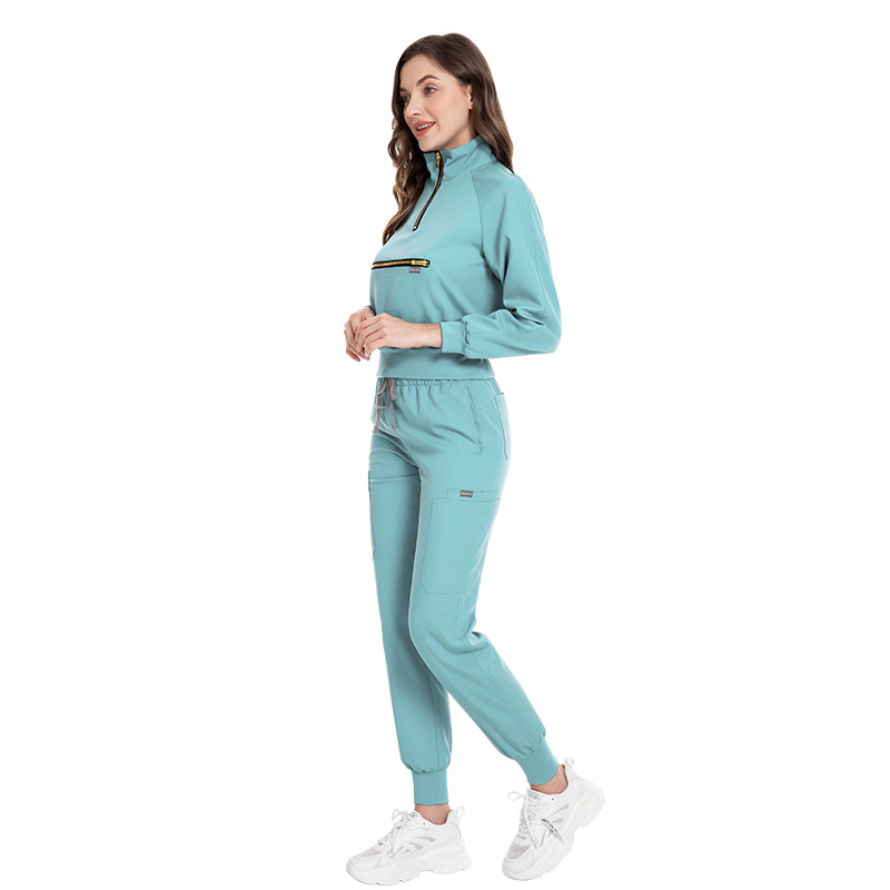 eithexu womens two piece pants and tops factory nurse long sleeve scrub stretch suit sets scrub jacket for women