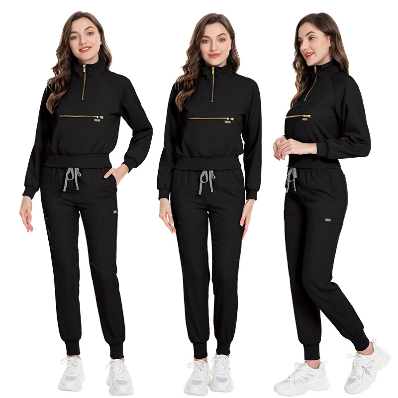 eithexu womens two piece pants and tops factory nurse long sleeve scrub stretch suit sets scrub jacket for women
