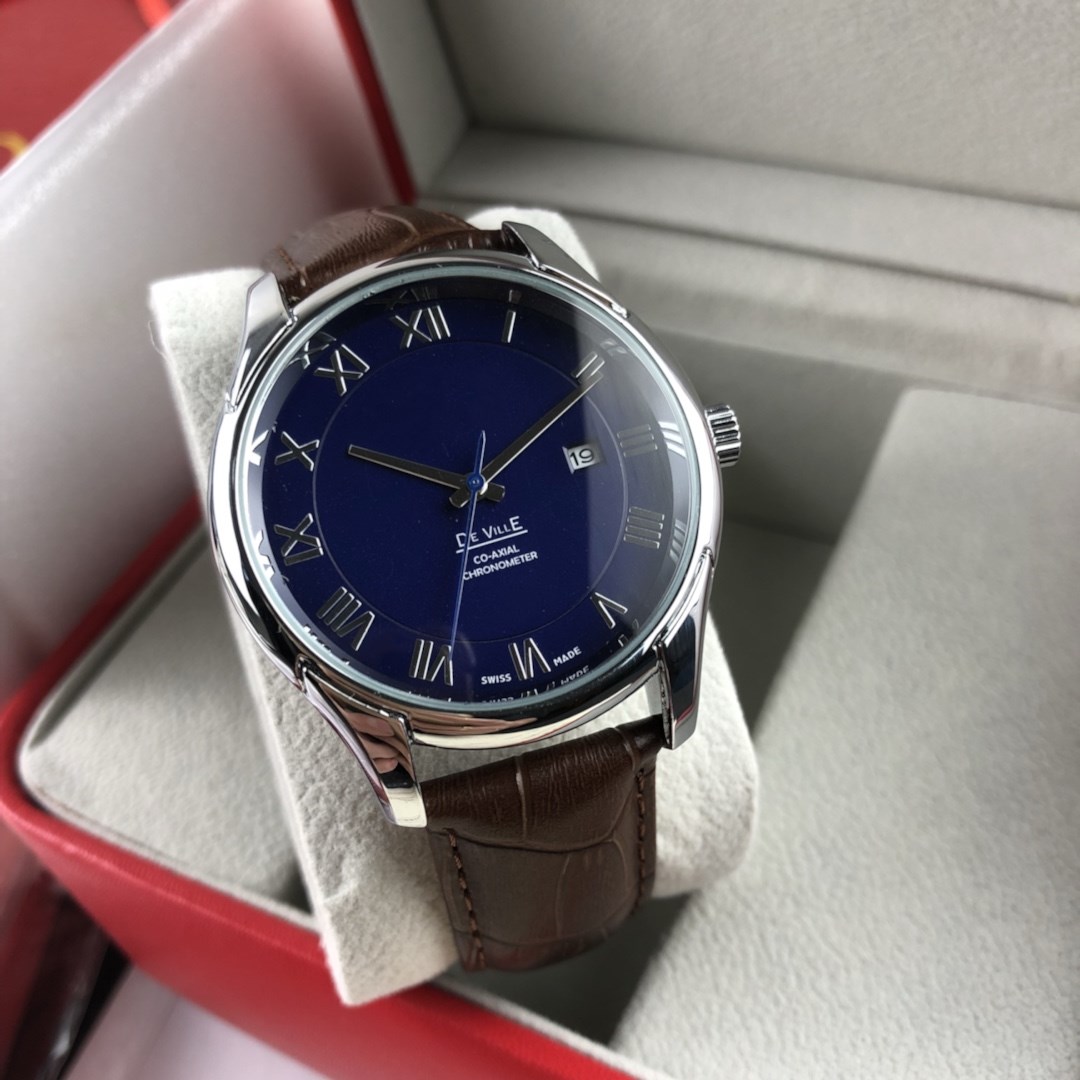 2023 new high quality luxury mens watches Three needle series Roman numeral Quartz Watch Top luxury brand Wristwatch fashion leather strap DE