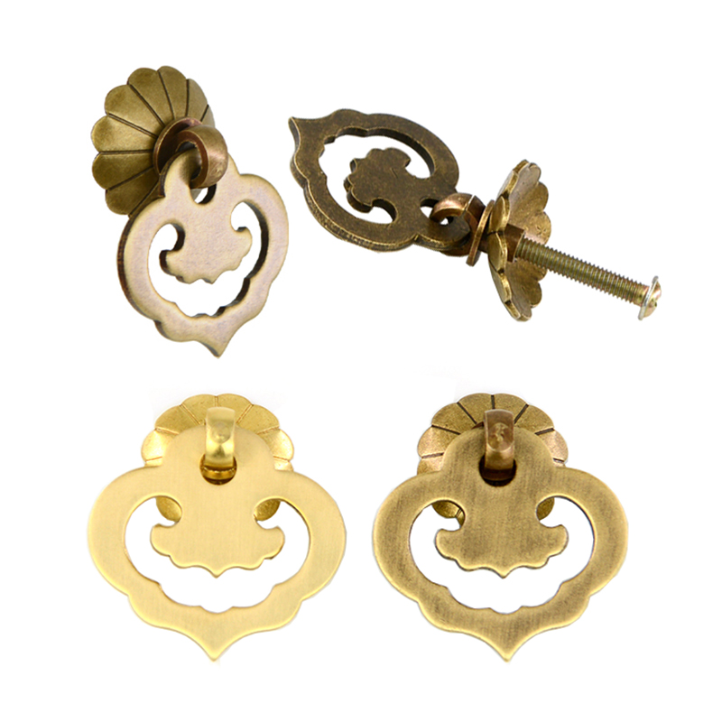 Antique Drawer Door Handles Furniture Wardrobe handle Cabinet Shoe Knob Round Cone Pull Ring Flower Hardware