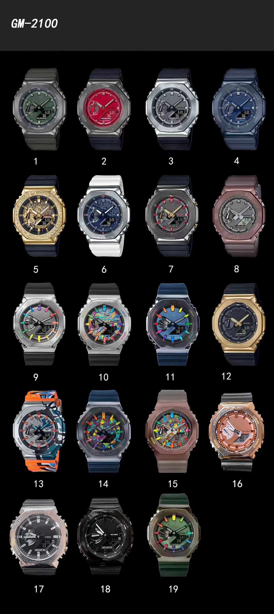 Original shock watch Unisex 2100 Sports Digital Quartz Watch LED Detachable Assembly World Time Alloy Dial GM Oak Series
Original shock watch Unisex 2100 Sports Digital Quartz Watch LED Detachable Assembly World Time Alloy Dial GM Oak Series