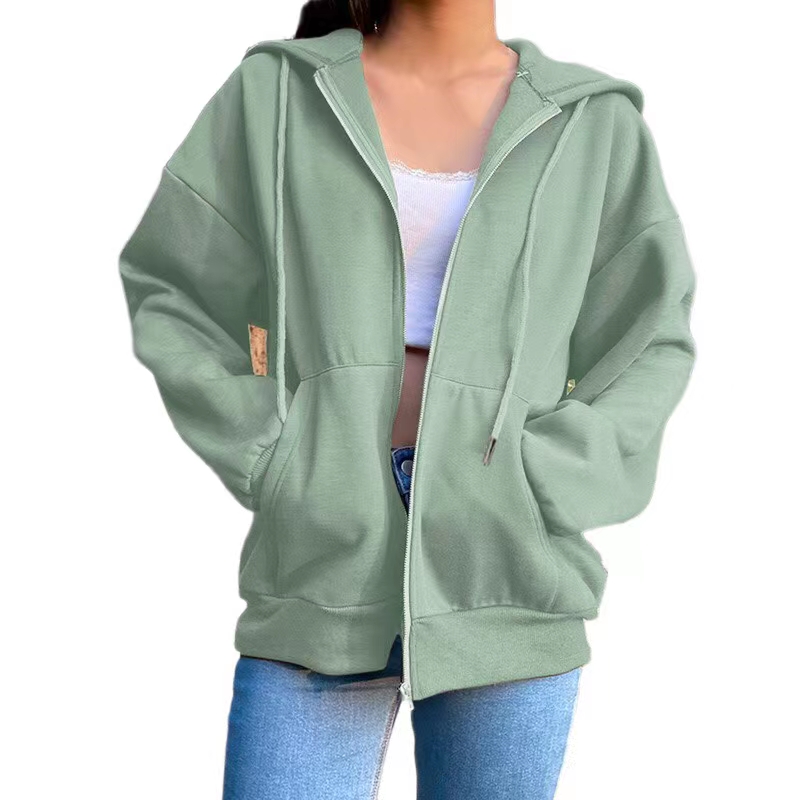Women Sweaters Full Zip Up Oversized Hoodie Fall Jacket Oversized Casual Drawstring Hooded Sweatshirts With Pockets