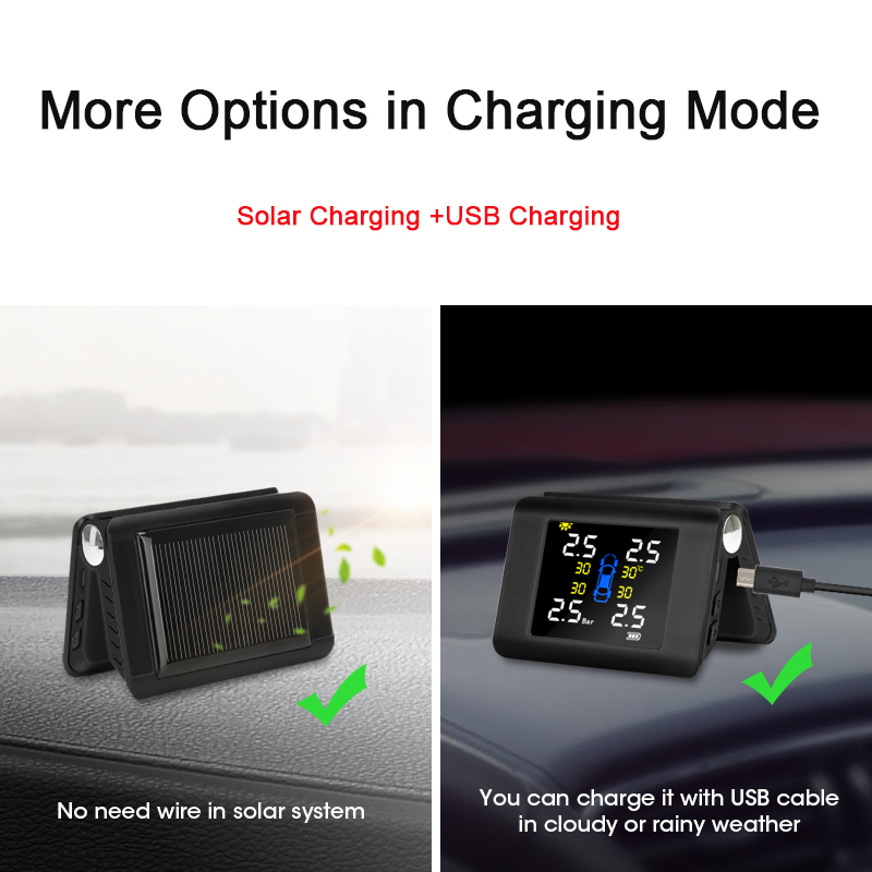 TPMS Auto Wireless Car Tire Intelligent Solar Power Sensor pressure accessories programming tool android headrest monitor gages