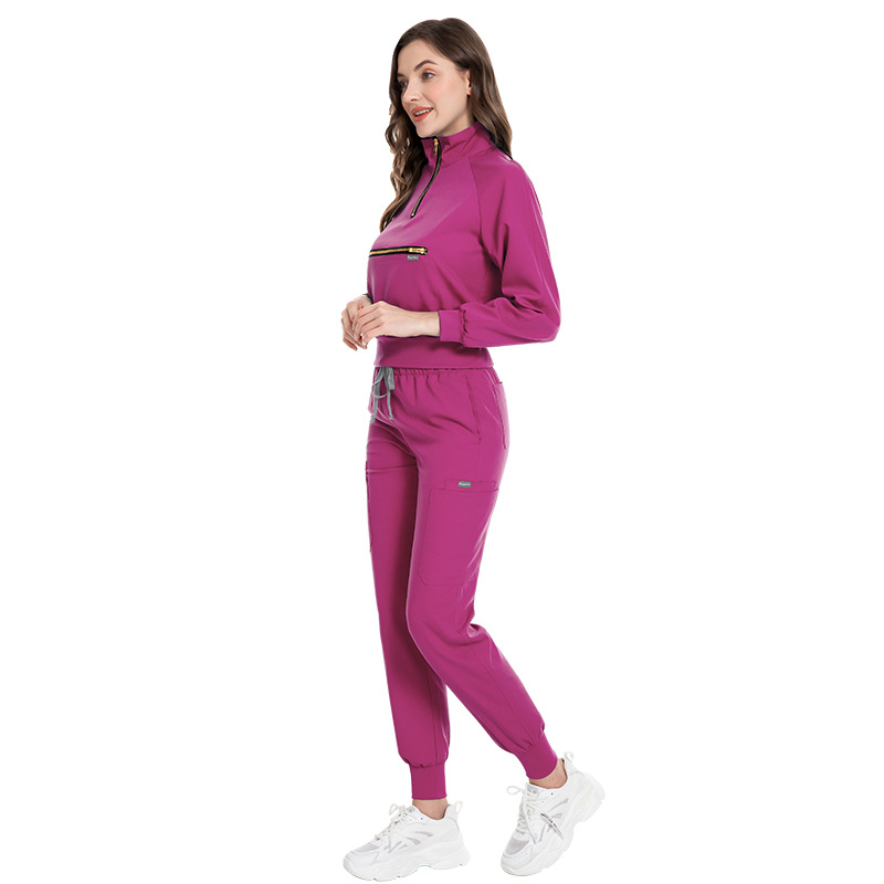 eithexu womens two piece pants and tops factory nurse long sleeve scrub stretch suit sets scrub jacket for women