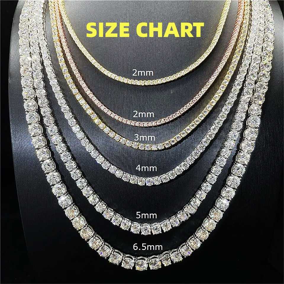 Factory Price Fine Jewelry 2mm 3mm 4mm 5mm S925 Sterling Silver Gra Certificate D-vvs Diamond Moissanite Tennis Chain Necklace
