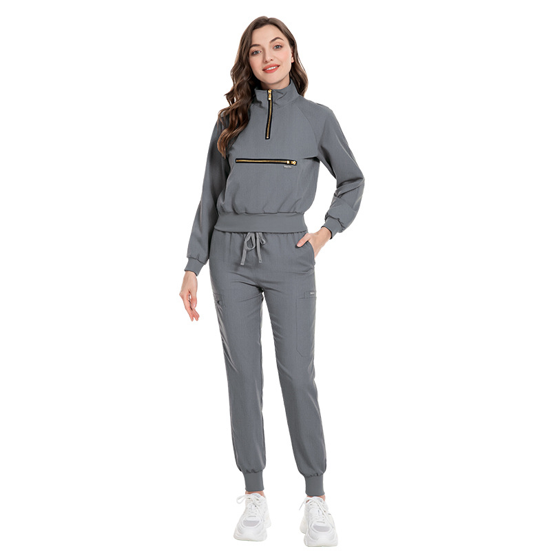 eithexu womens two piece pants and tops factory nurse long sleeve scrub stretch suit sets scrub jacket for women