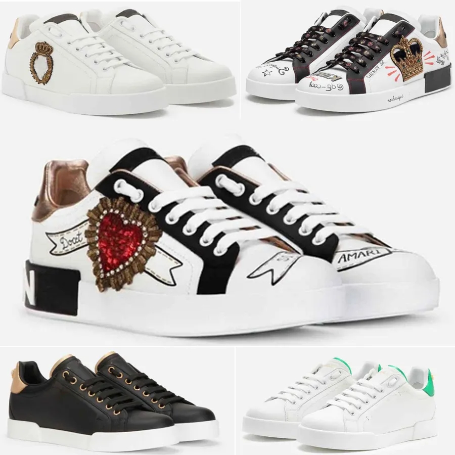 luxury designer 22s/s white leather calfskin nappa dgs portofino sneakers shoes high quality brands comfort outdoor dolce and gabanna y d g dg gabbanaly 1VT9