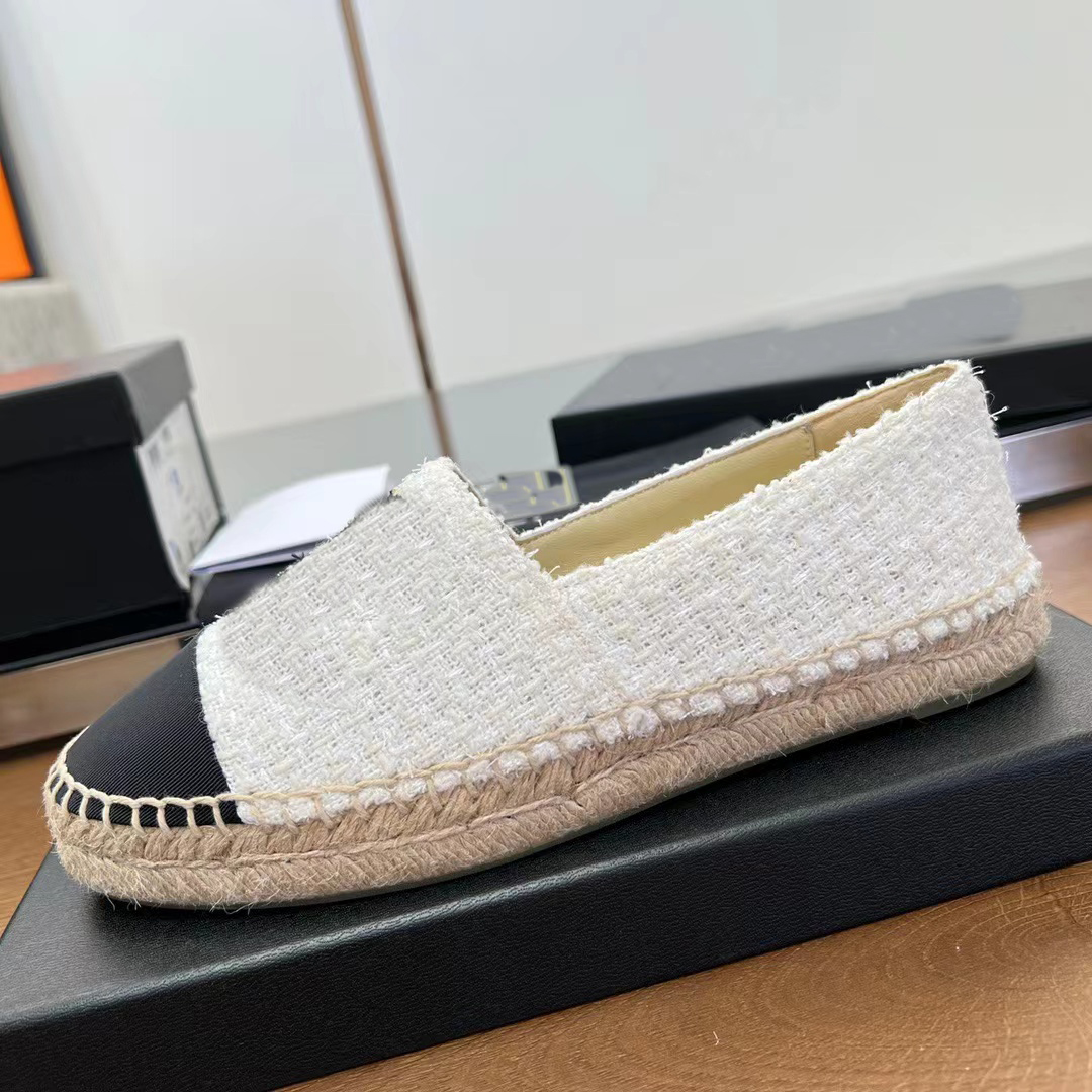 Canvas Dress Shoes Designer Fisherman Shoes patchwork Fashion Woven Hemp Rope Large Sole Sleeves Comfortable Flat Round Head Casual Women Shoe