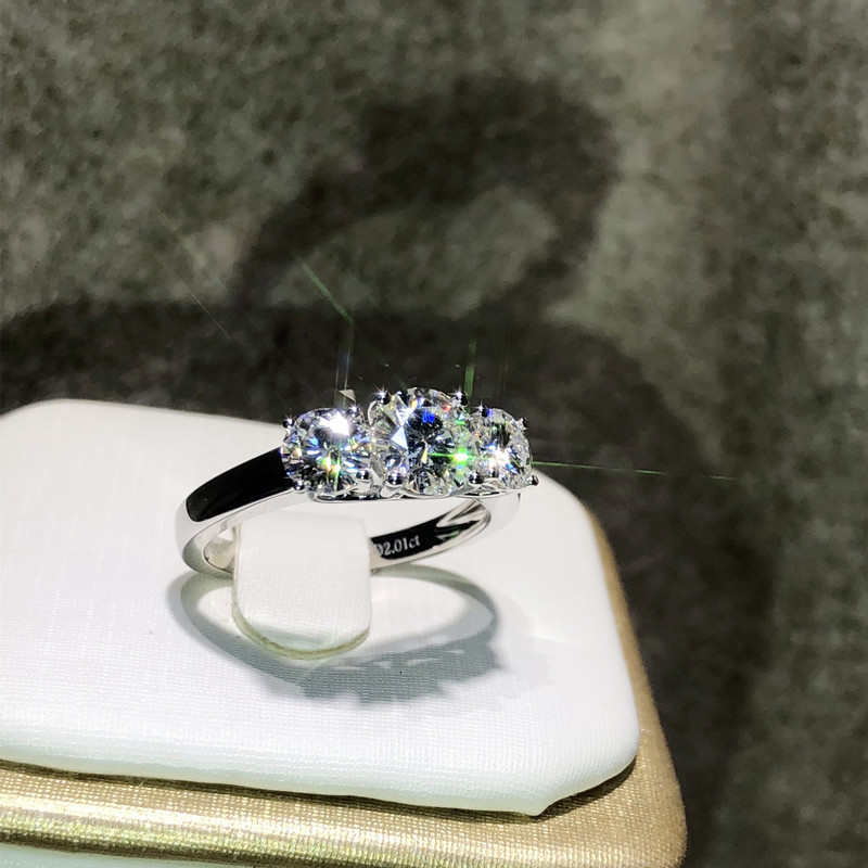 Wedding Rings Three stone Lab Diamond Ring 925 sterling silver Engagement band for Women Bridal Fine Jewelry Party Gift 230303