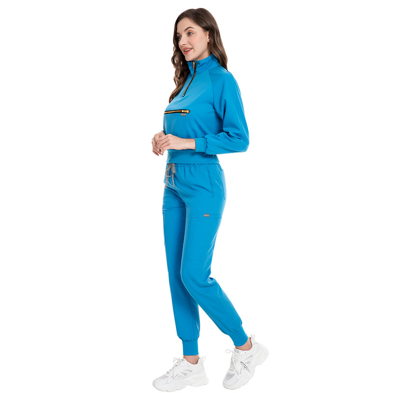 eithexu womens two piece pants and tops factory nurse long sleeve scrub stretch suit sets scrub jacket for women