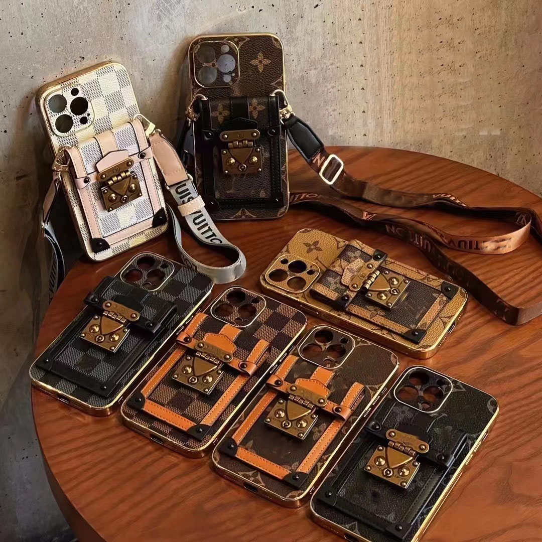 Designer Classic Wallet Leather Phone Cases For iPhone 14 Pro Max 13 12 11 XS XR X Fashion Print Back Cover Case Card Holder Pocket Purse Luxury Lanyard Shell