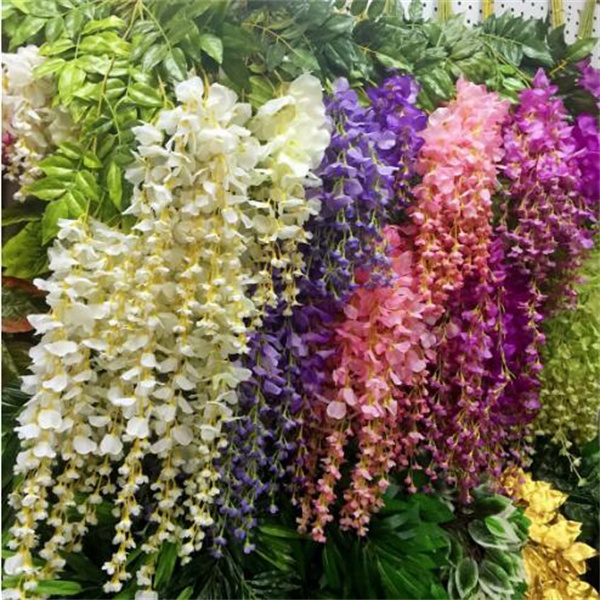 Wisteria Artificial Flowers Vine Wreath Wedding Arch Decoration Leaf Rattan Trailing Silk Flower Ivy Wall Decor Plants GC1947