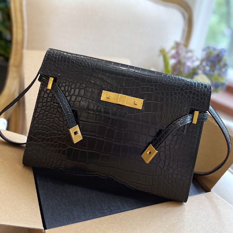 Shoulder bag new women's bags handbag baguette bag crossbody bag hundred genuine leather crocodile flap Manhattan bag luxury bag purse 29cm, Black
Shoulder bag new women's bags handbag baguette bag crossbody bag hundred genuine leather crocodile flap Manhattan bag luxury bag purse 29cm, Black