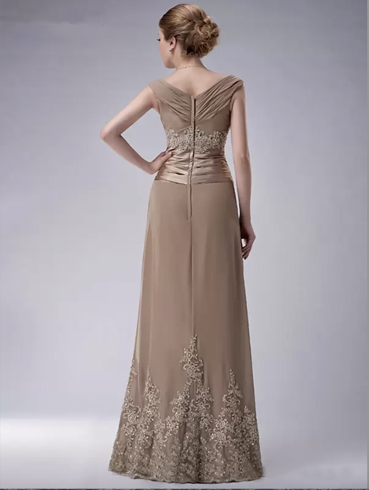Plus Size Champagne Mother Of The Bride Dress A-Line Cap Sleeves Chiffon Lace Beaded Long Elegant Wedding Groom Gowns 2023 New