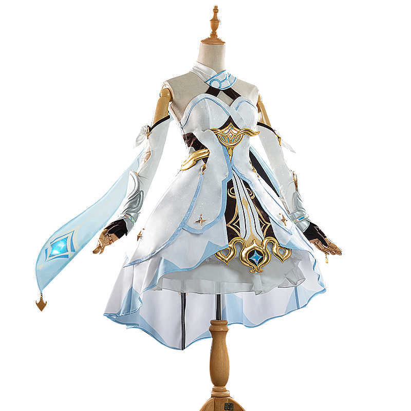 Anime Costumes IN STOCK Traveler Lumine Cosplay Game Genshin Impact Cosplay Come DokiDokiSR Genshin Impact Come Halloween Plus Size Z0301