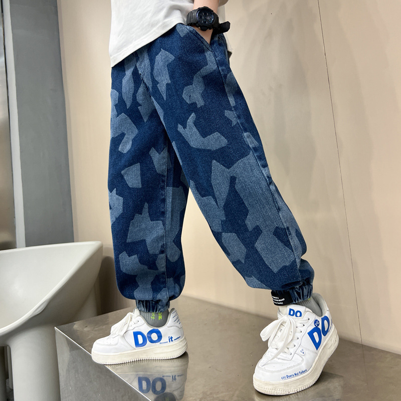 Jeans Boys Graphic Printing Jeans Fashion Autumn Clothes Children's Jeans Spring and Autumn Outer Wear Trousers 5 to 16 Years 230306