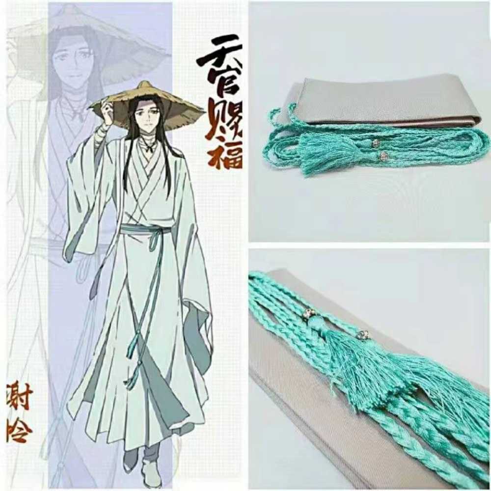 Anime Costumes Xie Lian Cosplay Come Tian Guan Ci Fu Cosplay Xielian Wigs Bamboo Hat Prop White Han Fu Anime Outfit Unisex Anime Clothes Z0301