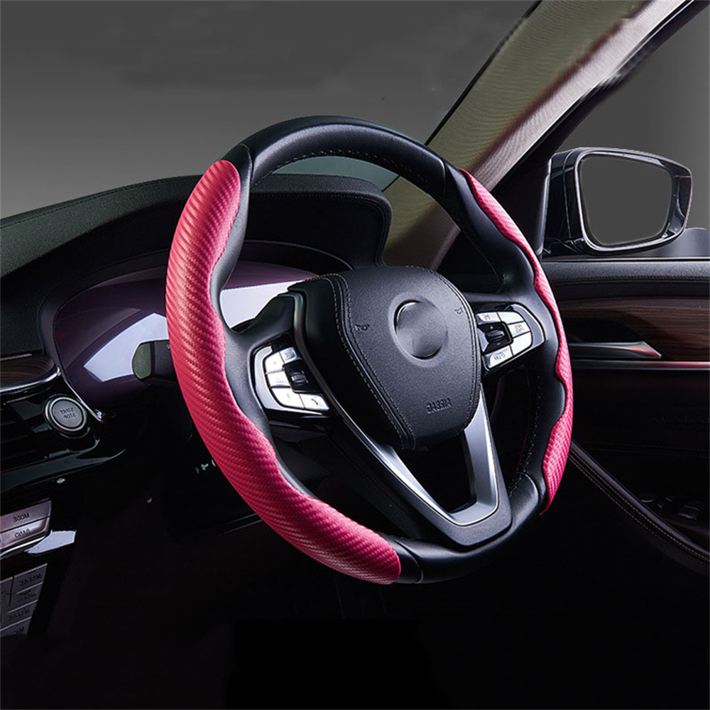 1Pair Universal Car Steering Wheel Booster Cover Carbon Fiber Look Non-Slip Interior Decoration Accessories for Auto Deco
