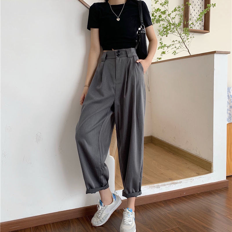 Women's Pants Capris Straight Pants Women BF Style Chic Trendy Ladies Ankle-Length Trousers Summer All-match College Classic Teens Pantalones 230