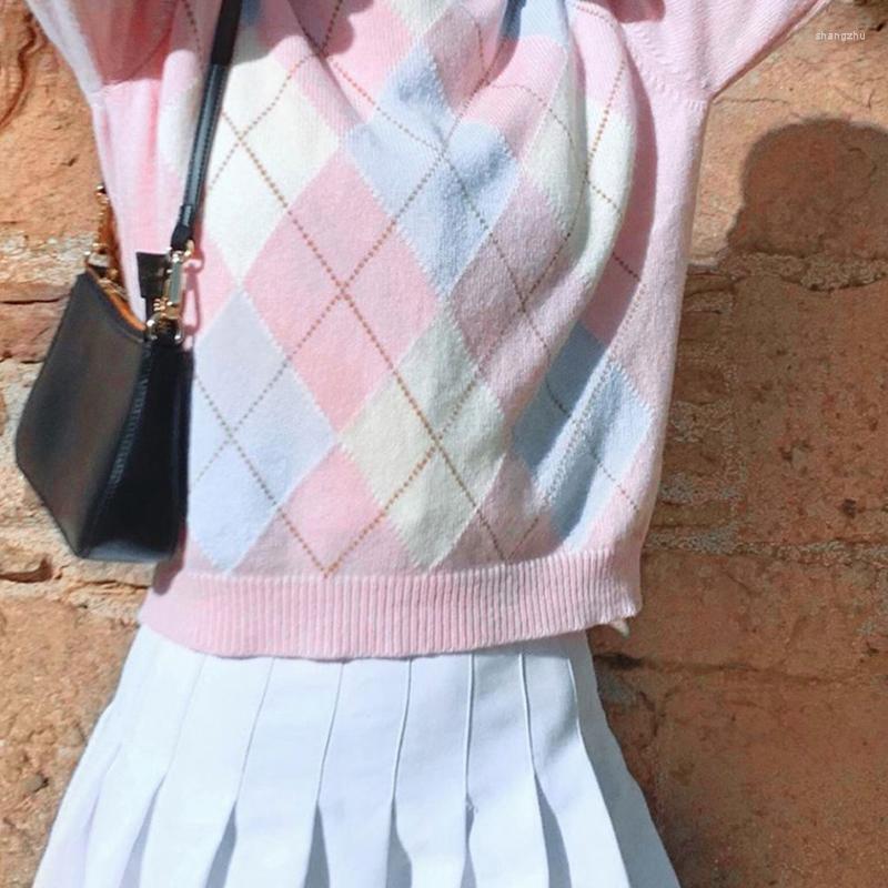 Women's Sweaters Women Long Sleeve Pink Sweater Crew Neck Vintage Argyle Plaid Knitted Pullover Top Preppy Style Ribbed Trim Loose Jumper, Picture shown
Women's Sweaters Women Long Sleeve Pink Sweater Crew Neck Vintage Argyle Plaid Knitted Pullover Top Preppy Style Ribbed Trim Loose Jumper, Picture shown