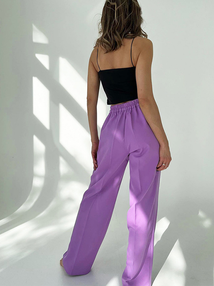 Women's Pants Capris Summer High Waist Women Trousers Loose Straight All-match Office Lady Pant Casual Simple Chic Pocket Floor-length Trouser 23