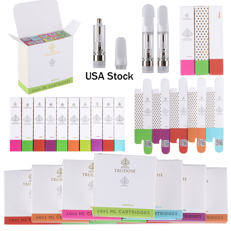 USA Stock Trudose Carts Atomizers Vape Cartridges Packaging Empty 0.8ml 1ml Dab Pen Wax Vaporizer 510 Thread Ceramic Coil Premium Box 10 Strains
USA Stock Trudose Carts Atomizers Vape Cartridges Packaging Empty 0.8ml 1ml Dab Pen Wax Vaporizer 510 Thread Ceramic Coil Premium Box 10 Strains