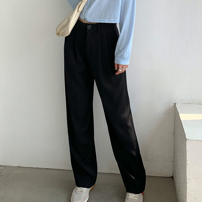 Women's Pants Capris Autumn Loose Straight Pants Women High Waist Casual Wide Leg Pants Female Office-lady Suit Pants Pantalon Femme 23531 230306