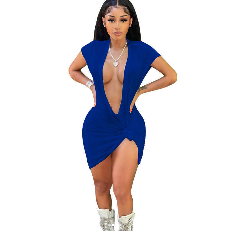 Womens T-Shirt 2023 summer fashion women white t shirts dress solid deep V-neck solid nightclub skirt blouses woman clothes