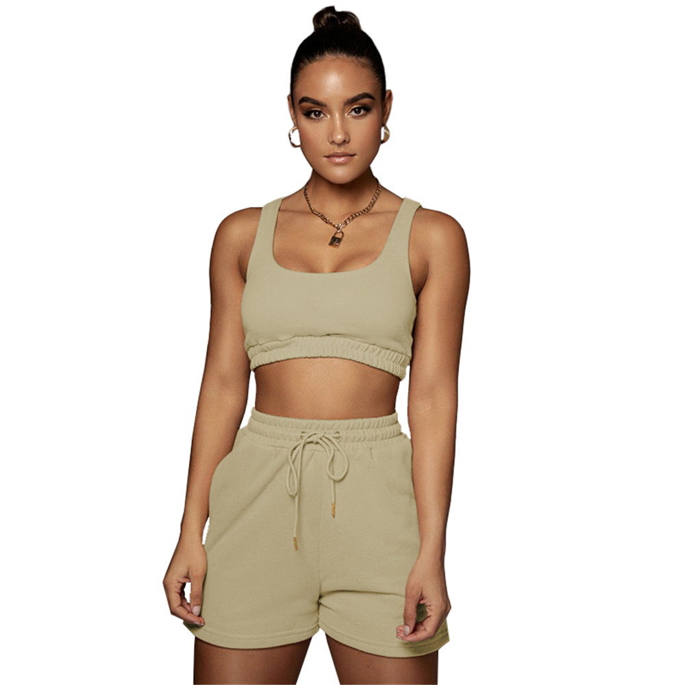 2024 Designer Summer Tracksuits Two Piece Sets Women Jogger Suits Solid Sleeveless tank top and Shorts Casual Outfits Sportswear Bulk items Wholesale 