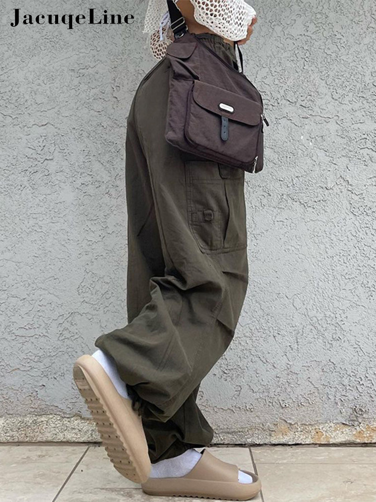 Women's Pants Capris Jacqueline Baggy Sweatpants Women Punk Wide Leg Cargo Pants y2k Drawstring Low Waist Joggers Fashion Vintage Hippie Trousers