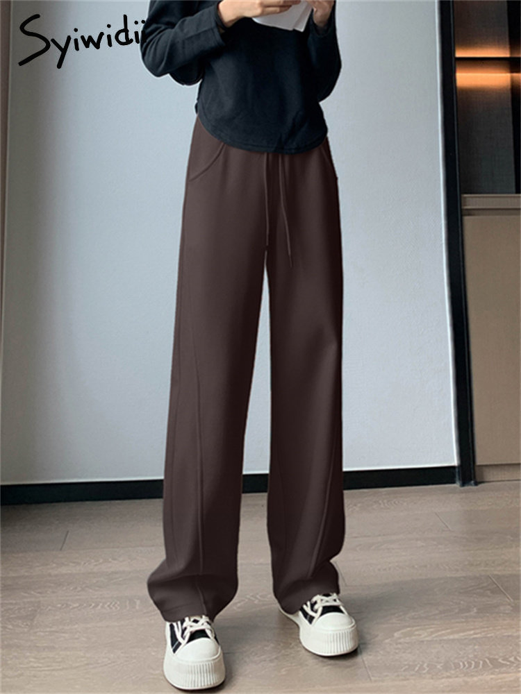 Women's Pants Capris Syiwidii Sweatpants Women Streetwear Pants High Waist Loose Trousers Casual Straight Sport Wide Leg Baggy Pants Joggers 2303